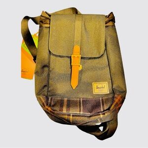 Herschel Retreat™ Green  with Plaid Sling Bag Rare Hard to find!